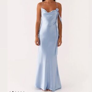 New Peppermayo blue satin too sweet maxi dress